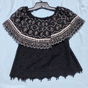 ANTHROPOLOGIE black top XS fits up to a size medium (elastic)